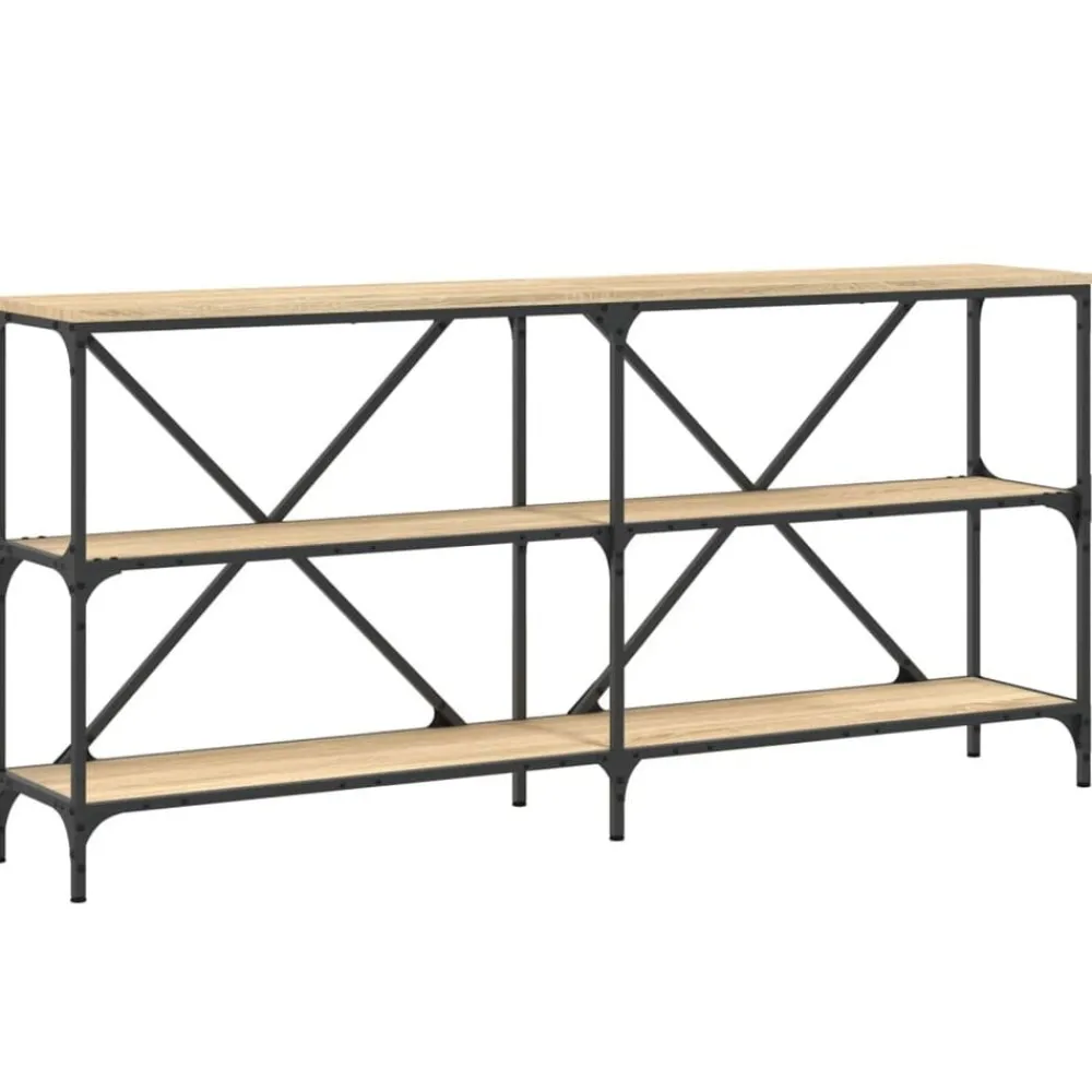 vidaXL Mesa consola hierro madera ingeniería 160x30x75 cm Roble Sonoma Online