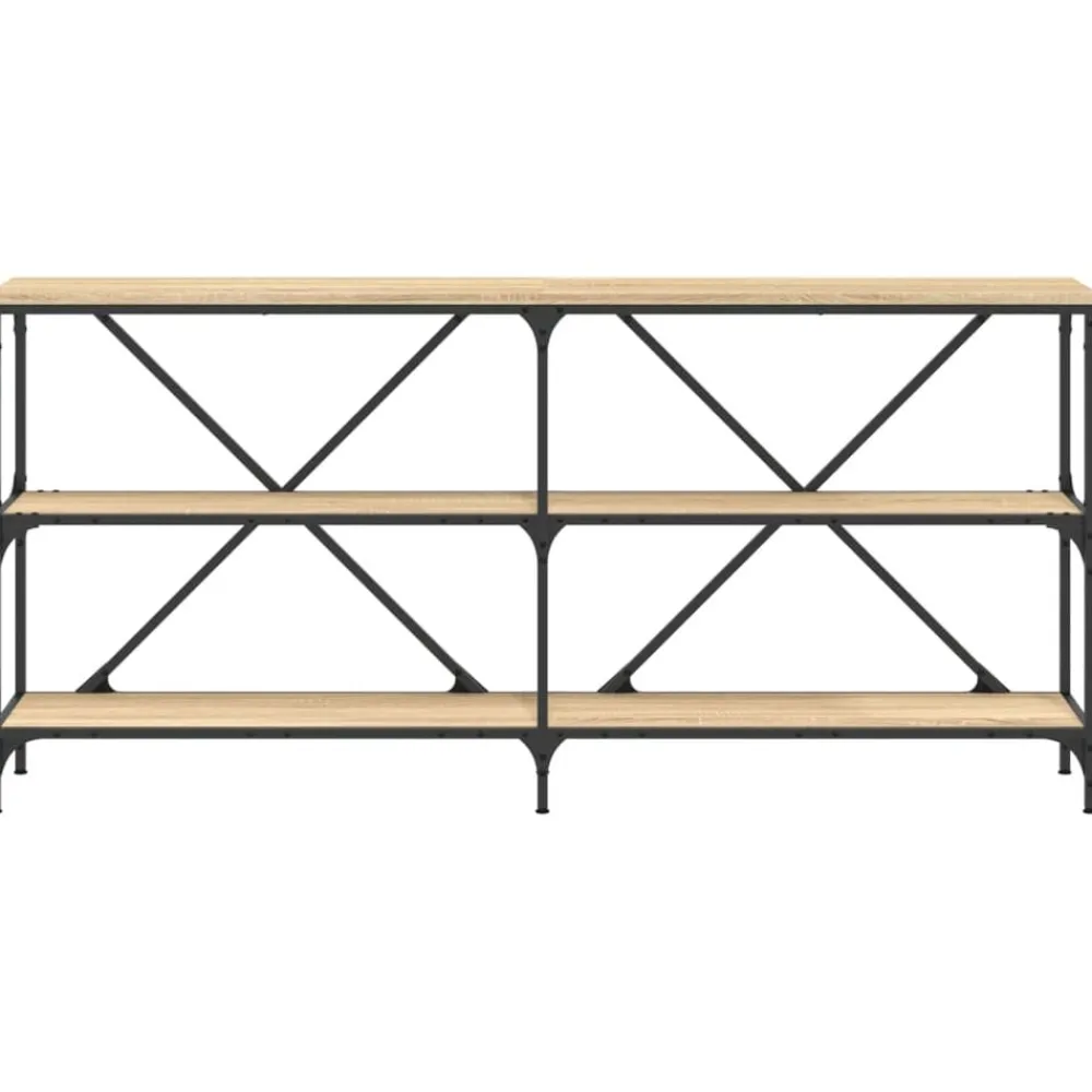 vidaXL Mesa consola hierro madera ingeniería 160x30x75 cm Roble Sonoma Online