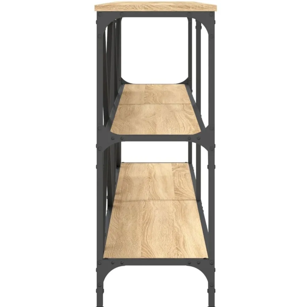 vidaXL Mesa consola hierro madera ingeniería 160x30x75 cm Roble Sonoma Online