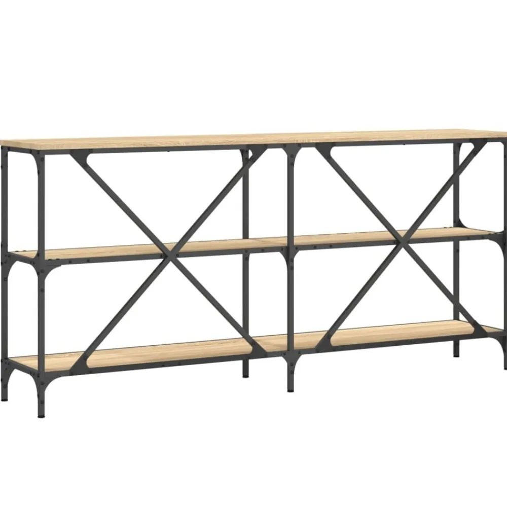 vidaXL Mesa consola hierro madera ingeniería 160x30x75 cm Roble Sonoma Online