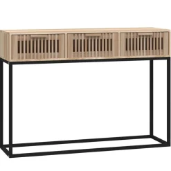 vidaXL Mesas-Mesa consola hierro y madera contrachapada 105x30x75 cm