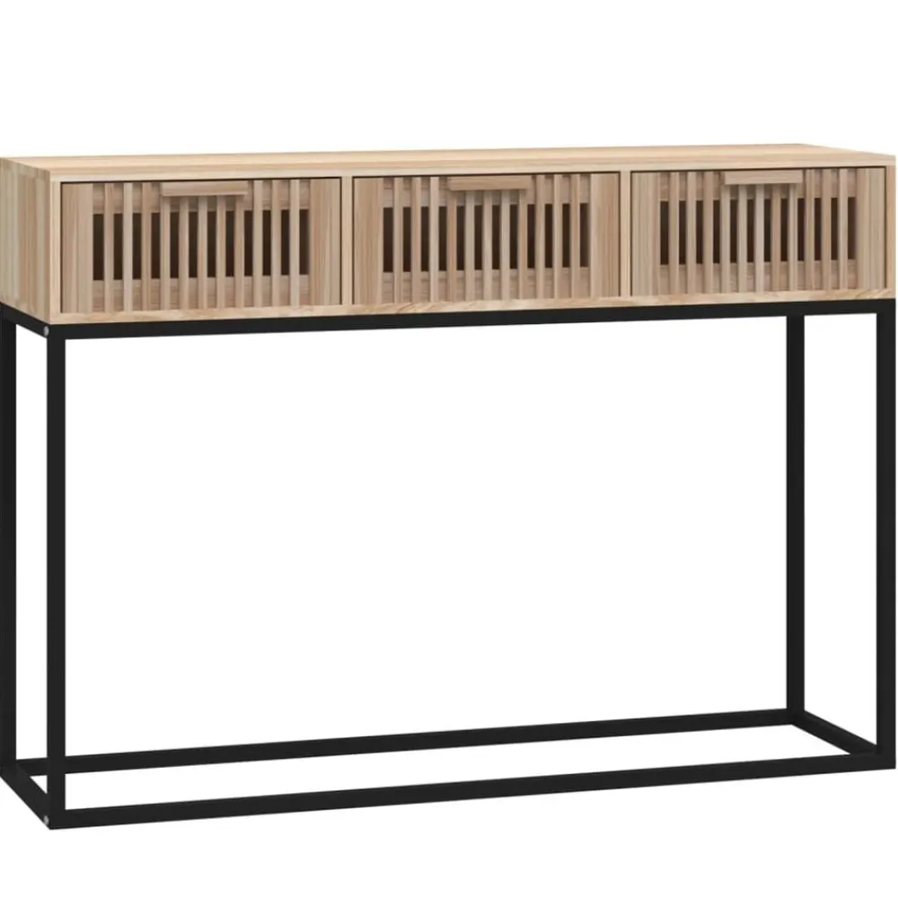 vidaXL Mesas-Mesa consola hierro y madera contrachapada 105x30x75 cm