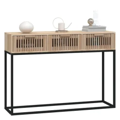 vidaXL Mesas-Mesa consola hierro y madera contrachapada 105x30x75 cm