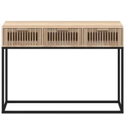 vidaXL Mesas-Mesa consola hierro y madera contrachapada 105x30x75 cm