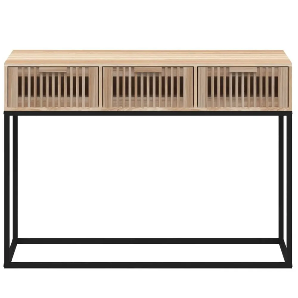 vidaXL Mesas-Mesa consola hierro y madera contrachapada 105x30x75 cm