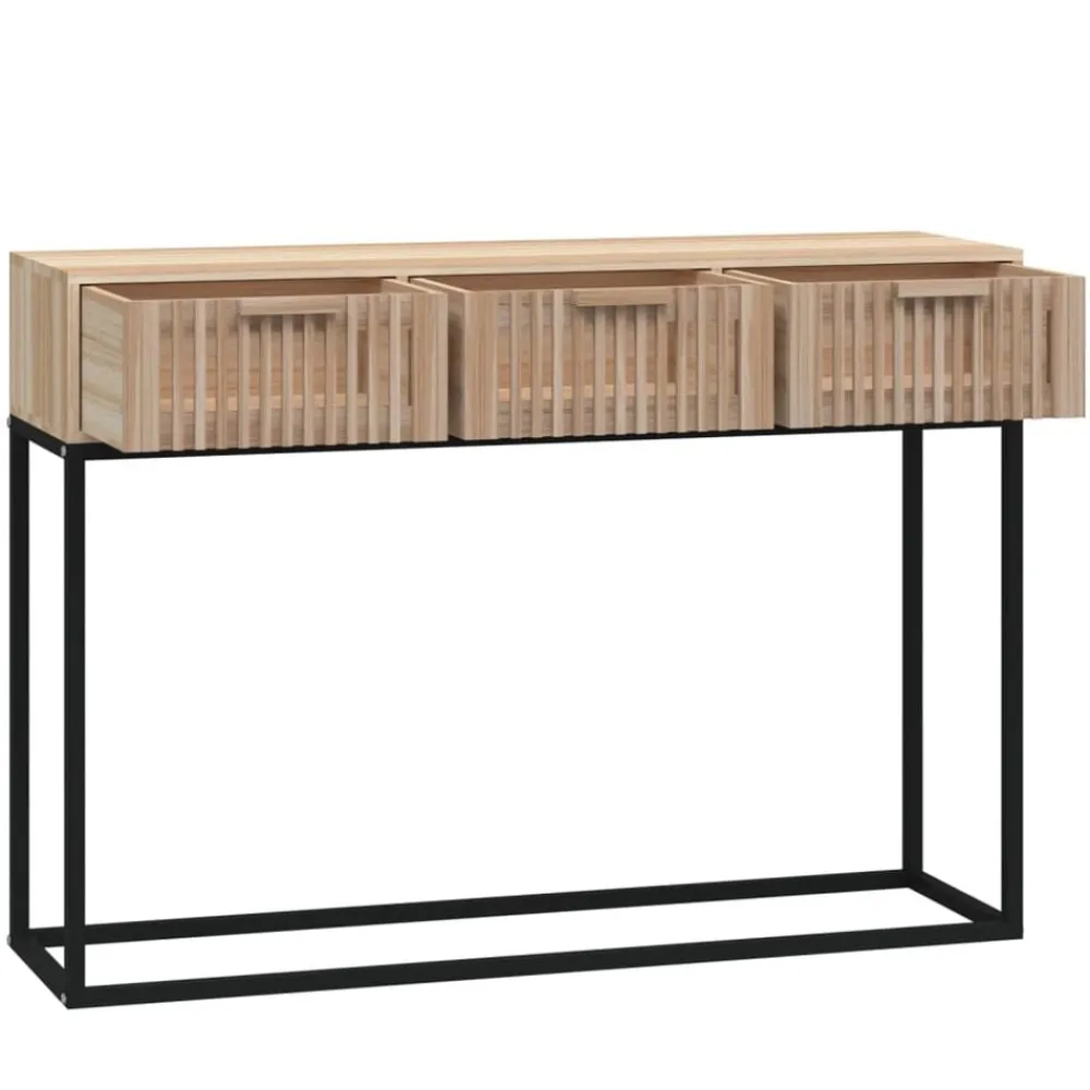 vidaXL Mesas-Mesa consola hierro y madera contrachapada 105x30x75 cm