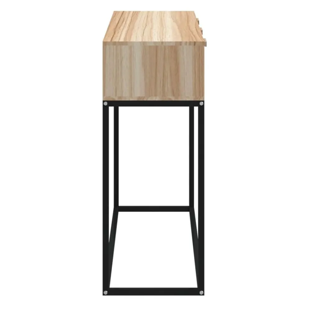 vidaXL Mesas-Mesa consola hierro y madera contrachapada 105x30x75 cm
