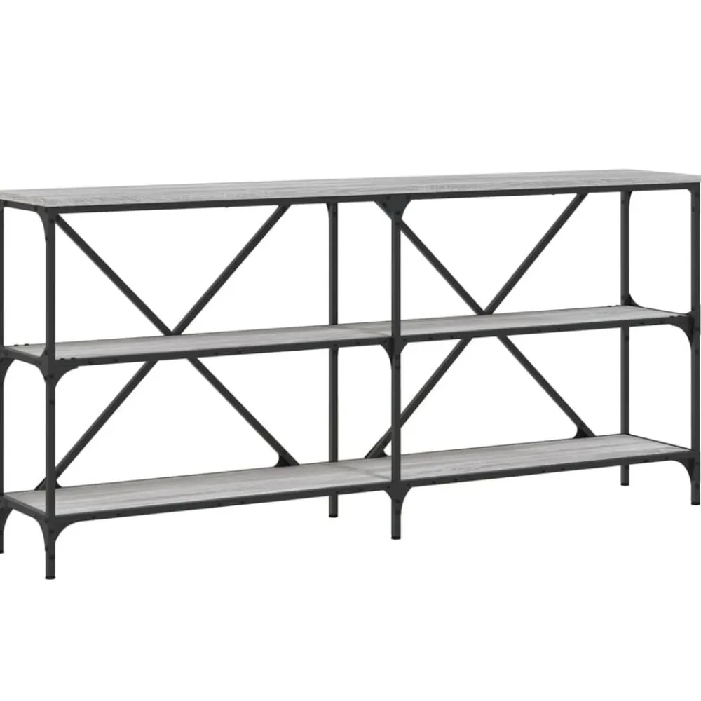 vidaXL Mesa consola hierro y madera ingeniería 160x30x75cm Gris sonoma Hot