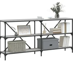 vidaXL Mesa consola hierro y madera ingeniería 160x30x75cm Gris sonoma Hot