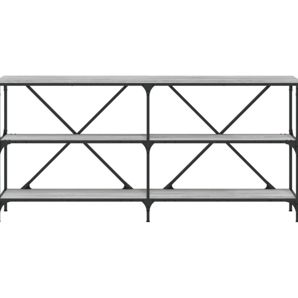 vidaXL Mesa consola hierro y madera ingeniería 160x30x75cm Gris sonoma Hot