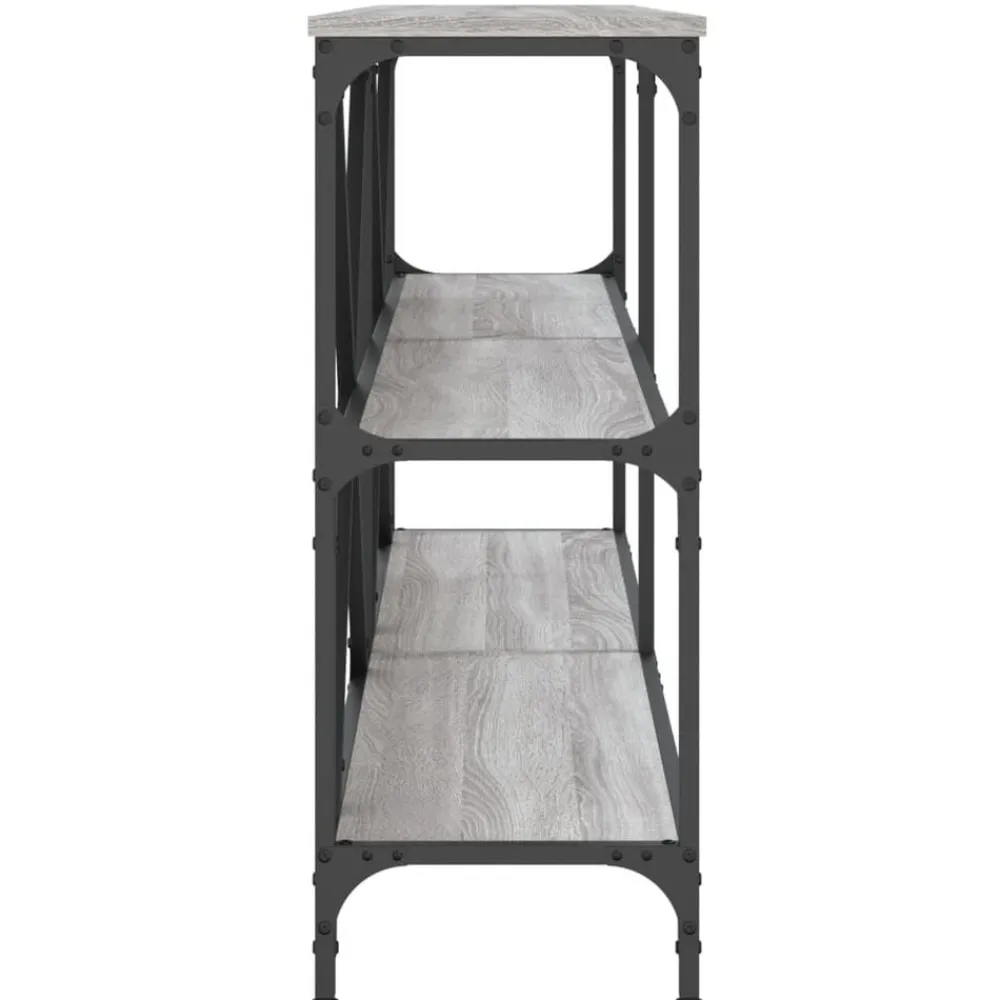 vidaXL Mesa consola hierro y madera ingeniería 160x30x75cm Gris sonoma Hot