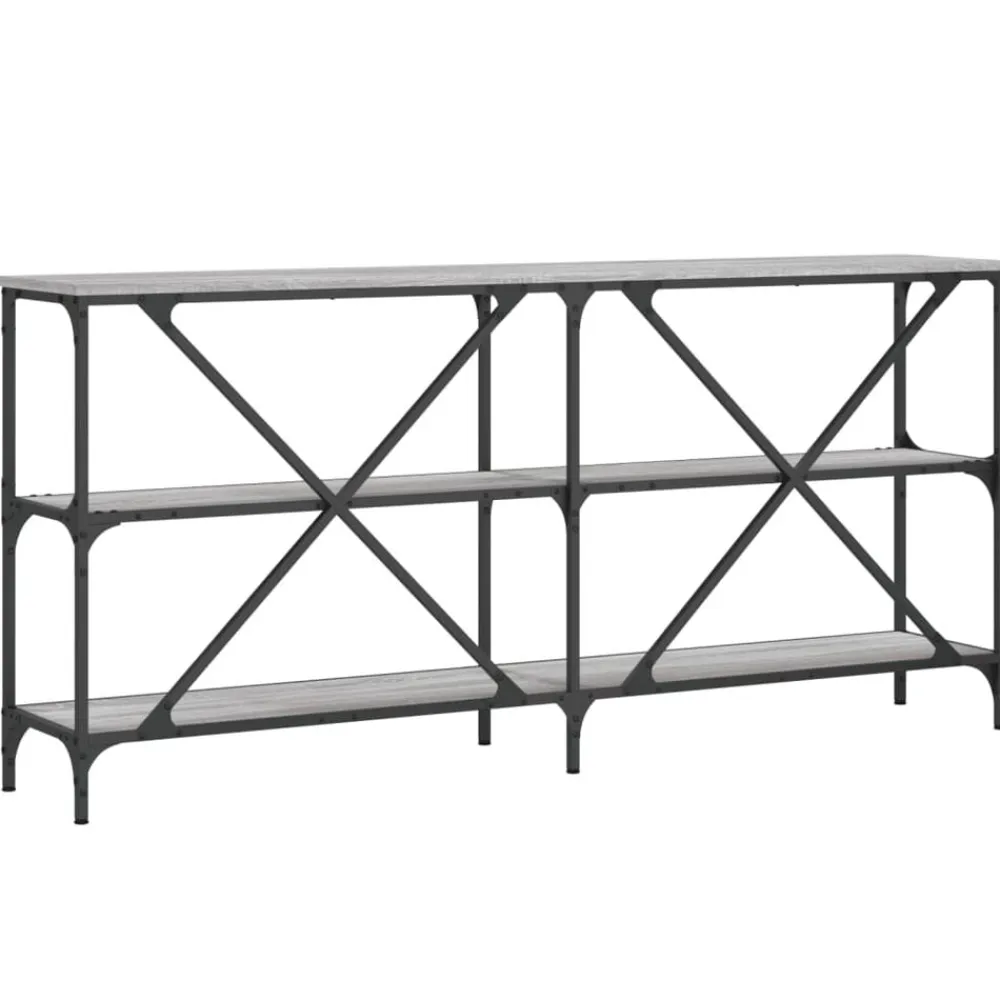 vidaXL Mesa consola hierro y madera ingeniería 160x30x75cm Gris sonoma Hot