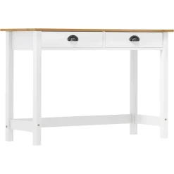 vidaXL Mesa consola Hill con 2 cajones madera pino 110x45x74 cm Blanco y marrón Hot