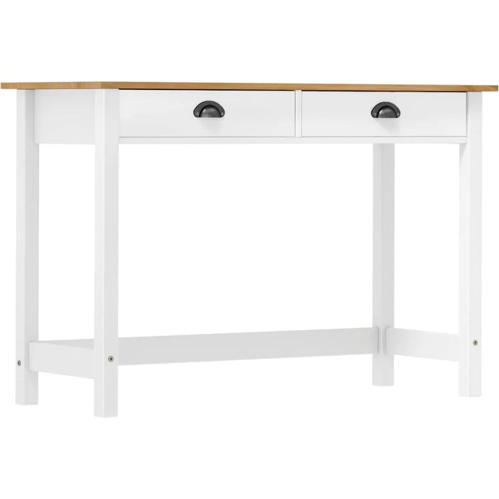 vidaXL Mesa consola Hill con 2 cajones madera pino 110x45x74 cm Blanco y marrón Hot