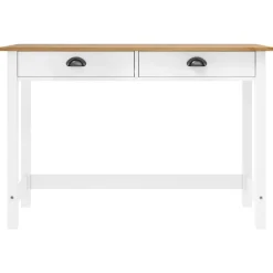 vidaXL Mesa consola Hill con 2 cajones madera pino 110x45x74 cm Blanco y marr&oacute;n Hot