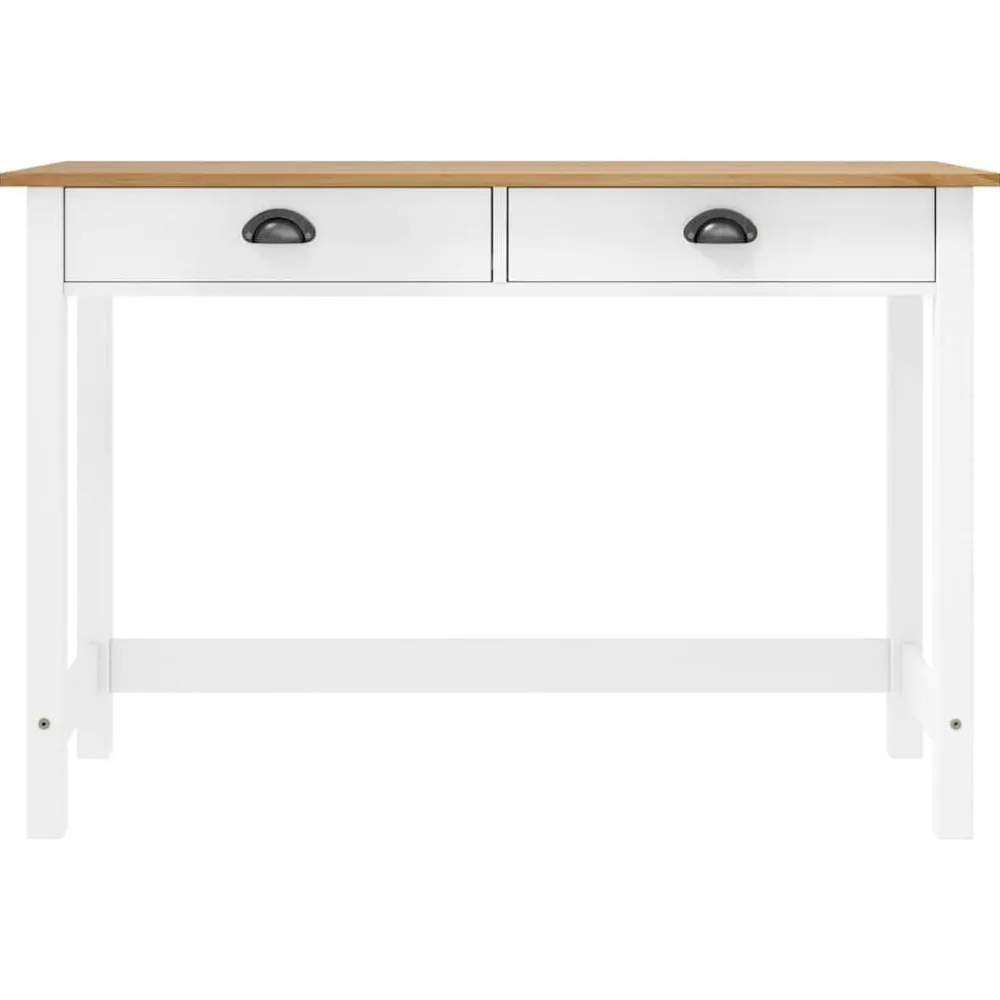vidaXL Mesa consola Hill con 2 cajones madera pino 110x45x74 cm Blanco y marrón Hot