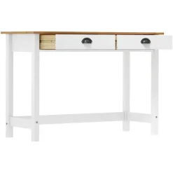 vidaXL Mesa consola Hill con 2 cajones madera pino 110x45x74 cm Blanco y marrón Hot