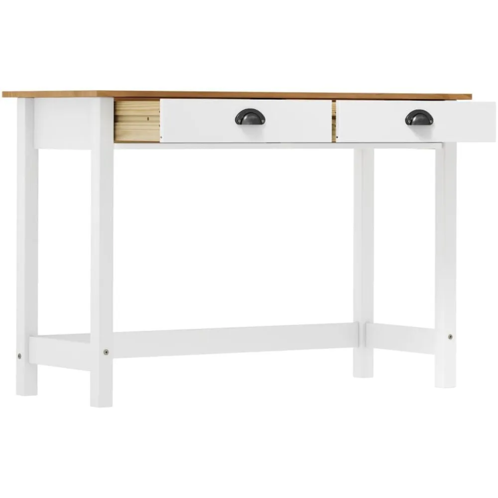 vidaXL Mesa consola Hill con 2 cajones madera pino 110x45x74 cm Blanco y marrón Hot
