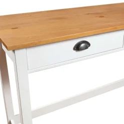 vidaXL Mesa consola Hill con 2 cajones madera pino 110x45x74 cm Blanco y marrón Hot