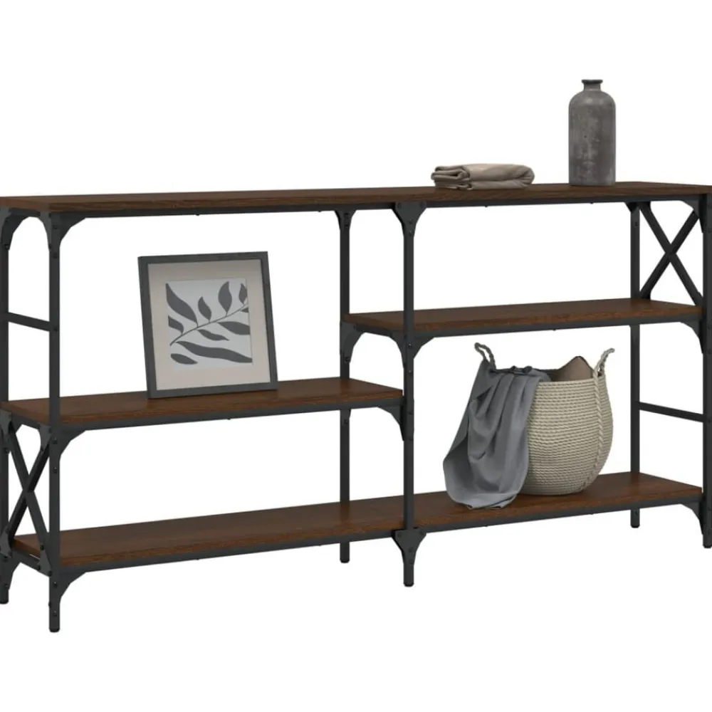 vidaXL Mesa consola madera de ingeniería marrón roble 150x29x76,5 cm Marrón roble Hot