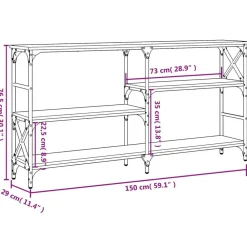 vidaXL Mesa consola madera de ingeniería marrón roble 150x29x76,5 cm Marrón roble Hot