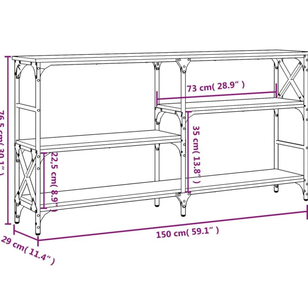 vidaXL Mesa consola madera de ingeniería marrón roble 150x29x76,5 cm Marrón roble Hot