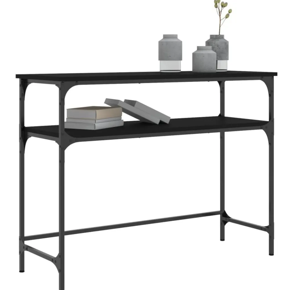 vidaXL Mesas-Mesa consola madera de ingeniería negra 100x35,5x75 cm