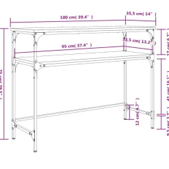 vidaXL Mesas-Mesa consola madera de ingeniería negra 100x35,5x75 cm
