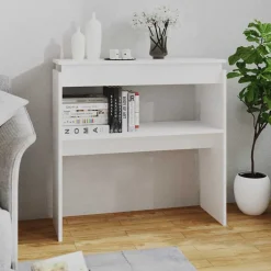 vidaXL Mesas-Mesa consola madera de ingeniería blanca 80x30x80 cm