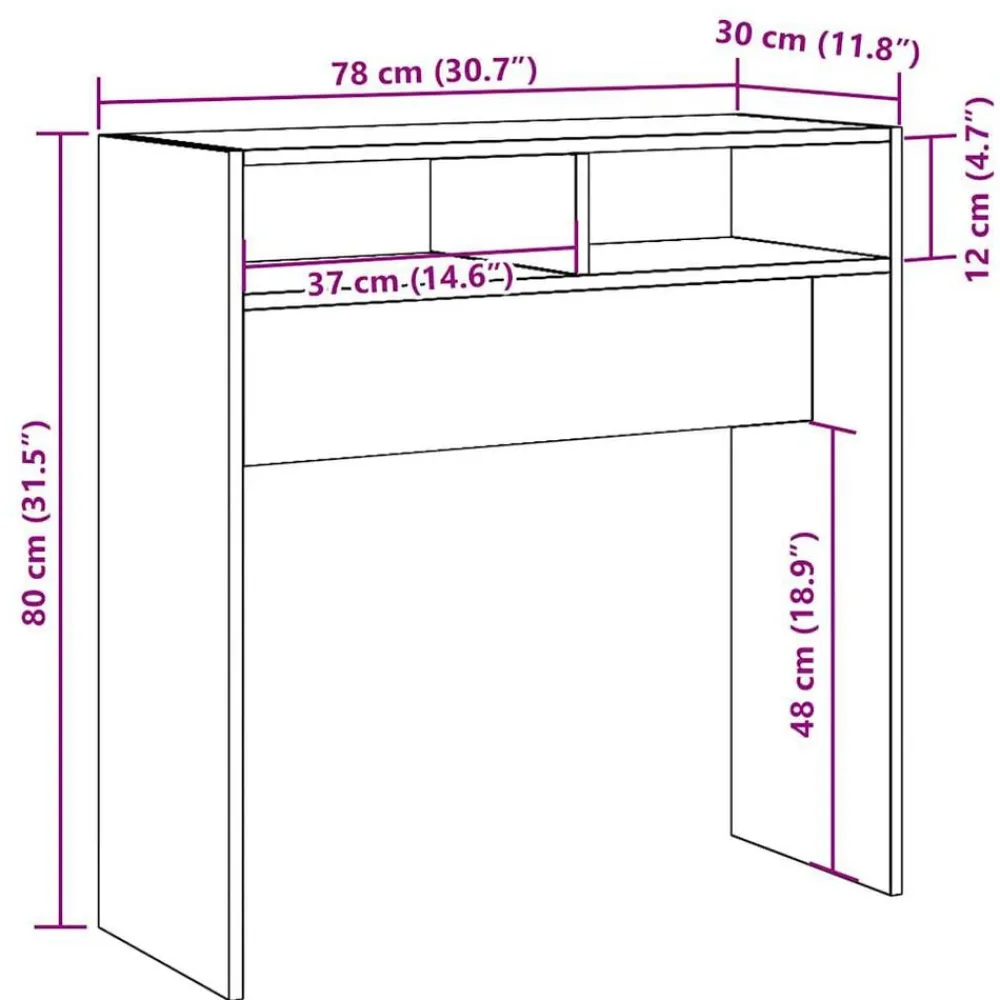 vidaXL Mesas-Mesa consola madera de ingeniería envejecida 78x30x80 cm