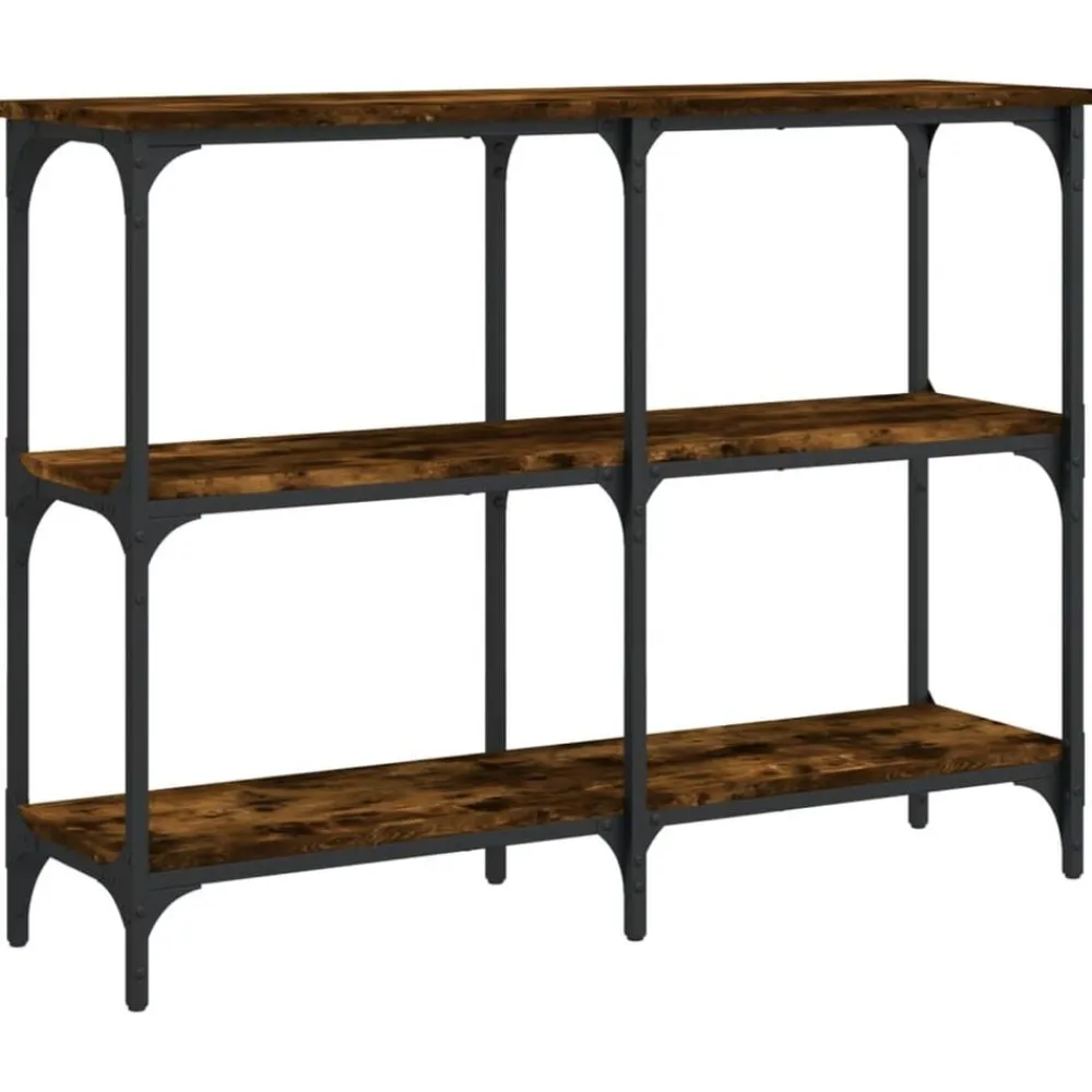 vidaXL Mesa consola madera de ingeniería 100x29x75 cm Roble ahumado Online