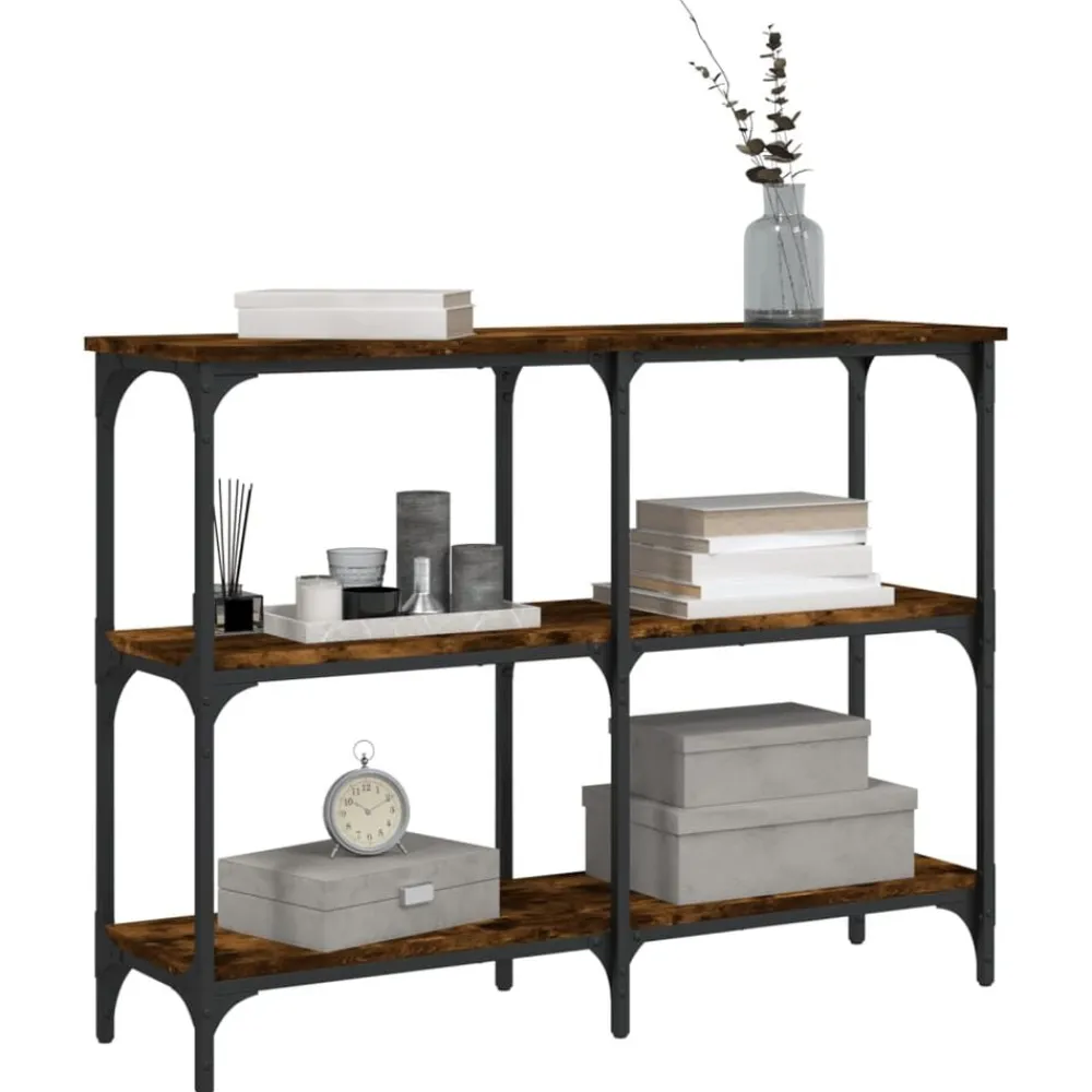 vidaXL Mesa consola madera de ingeniería 100x29x75 cm Roble ahumado Online