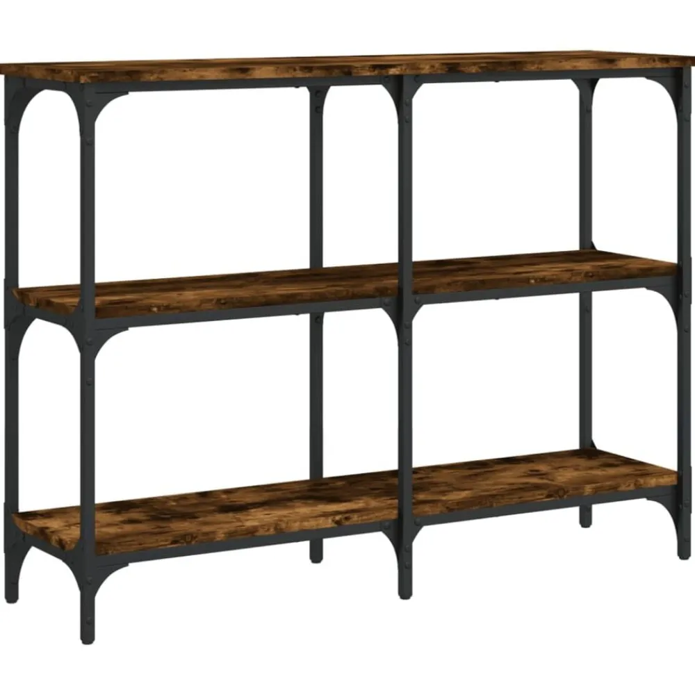 vidaXL Mesa consola madera de ingeniería 100x29x75 cm Roble ahumado Online