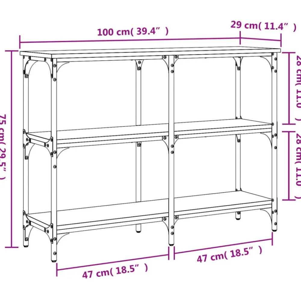 vidaXL Mesa consola madera de ingeniería 100x29x75 cm Roble ahumado Online