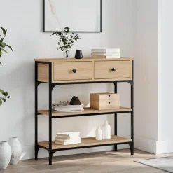 vidaXL Mesa consola madera de ingeniería 72,5x25x75 cm Roble Sonoma Discount