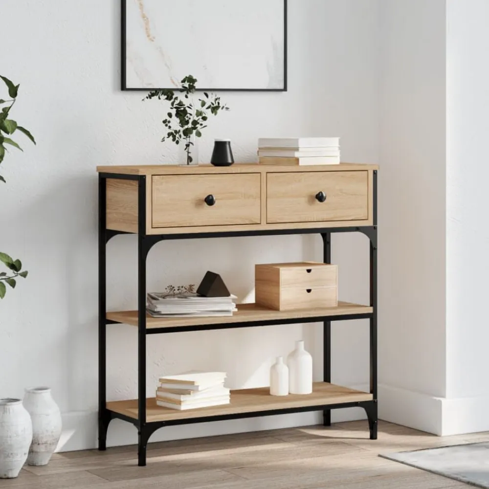 vidaXL Mesa consola madera de ingeniería 72,5x25x75 cm Roble Sonoma Discount