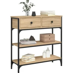 vidaXL Mesa consola madera de ingeniería 72,5x25x75 cm Roble Sonoma Discount