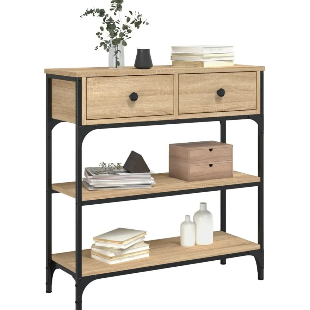 vidaXL Mesa consola madera de ingeniería 72,5x25x75 cm Roble Sonoma Discount