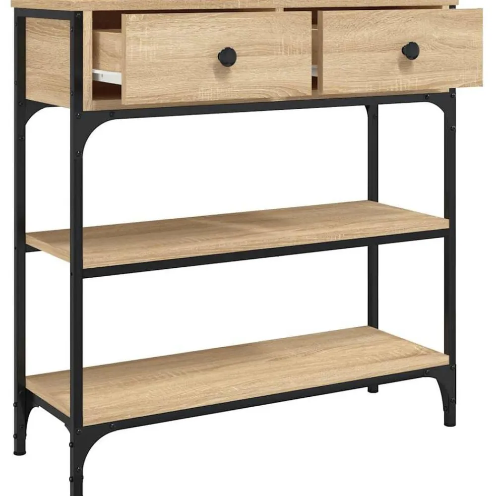 vidaXL Mesa consola madera de ingeniería 72,5x25x75 cm Roble Sonoma Discount