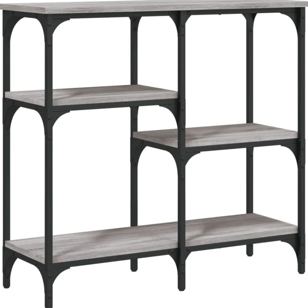 vidaXL Mesa consola madera de ingeniería 80x29x75 cm Gris sonoma Discount