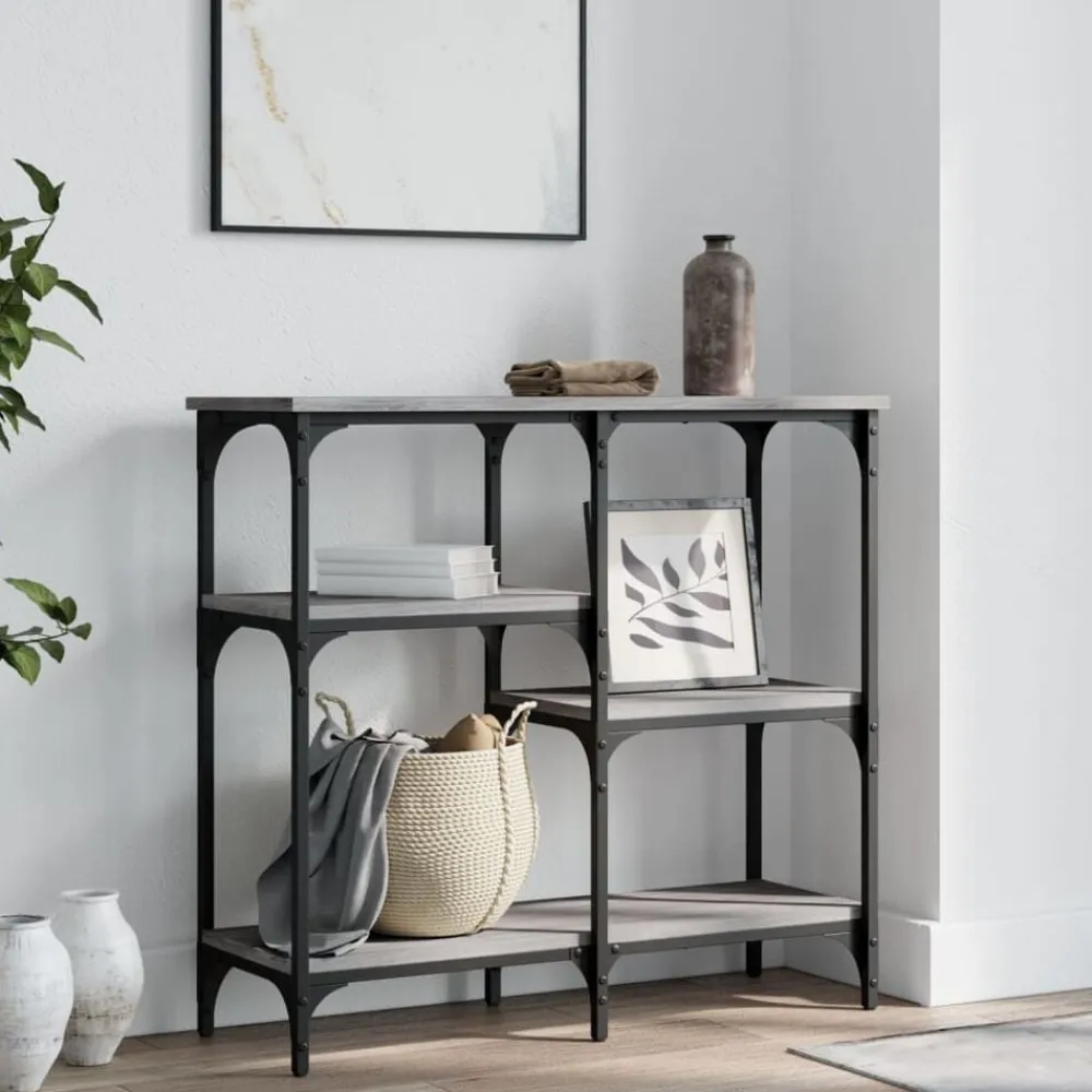 vidaXL Mesa consola madera de ingeniería 80x29x75 cm Gris sonoma Discount
