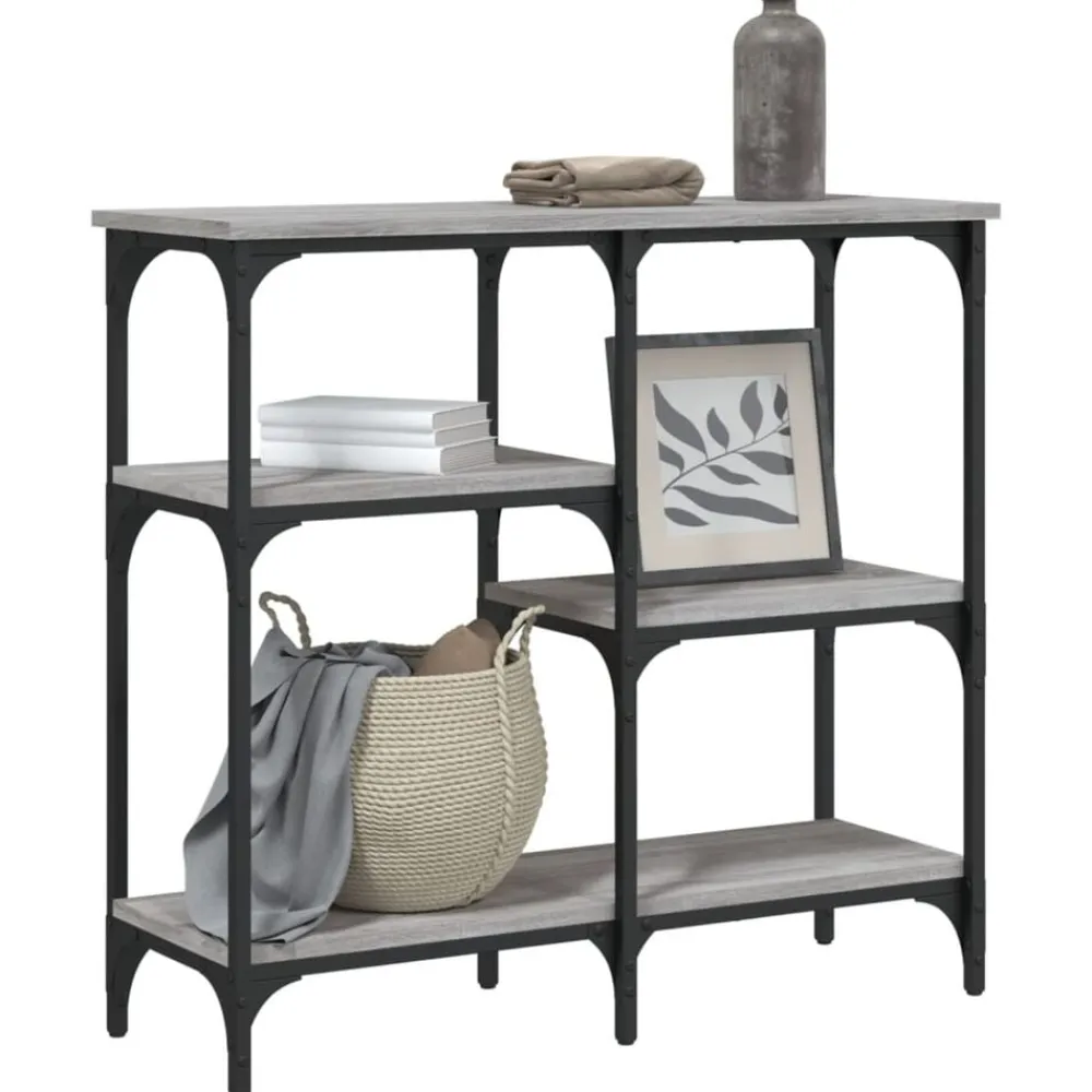 vidaXL Mesa consola madera de ingeniería 80x29x75 cm Gris sonoma Discount
