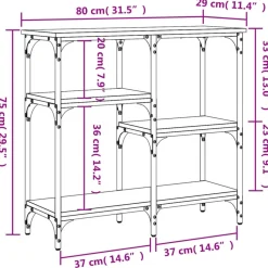 vidaXL Mesa consola madera de ingeniería 80x29x75 cm Gris sonoma Discount