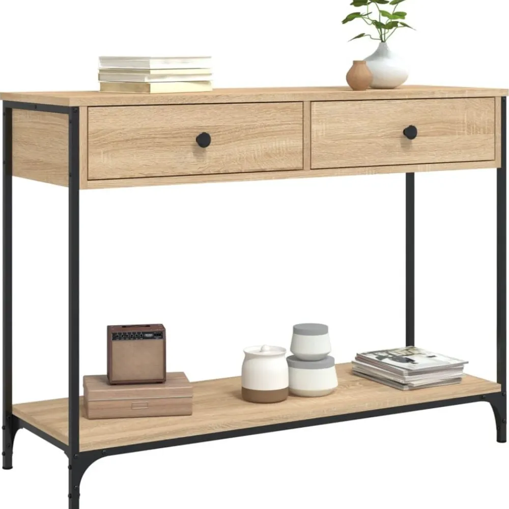 vidaXL Mesa consola madera de ingeniería 100x34,5x75 cm Roble Sonoma Sale