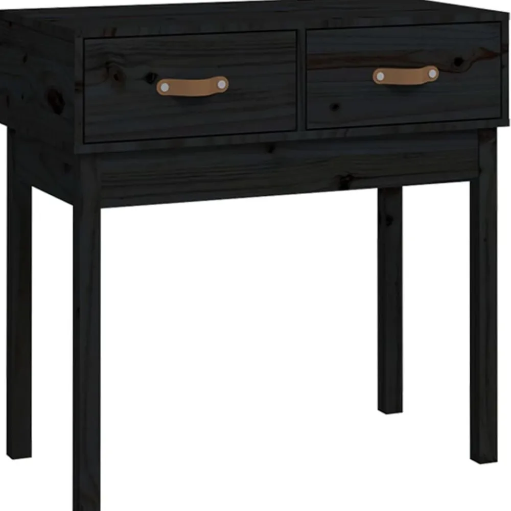 vidaXL Mesa consola madera maciza de pino 76,5x40x75 cm Negro Discount