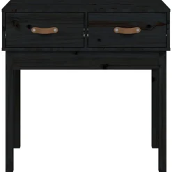 vidaXL Mesa consola madera maciza de pino 76,5x40x75 cm Negro Discount