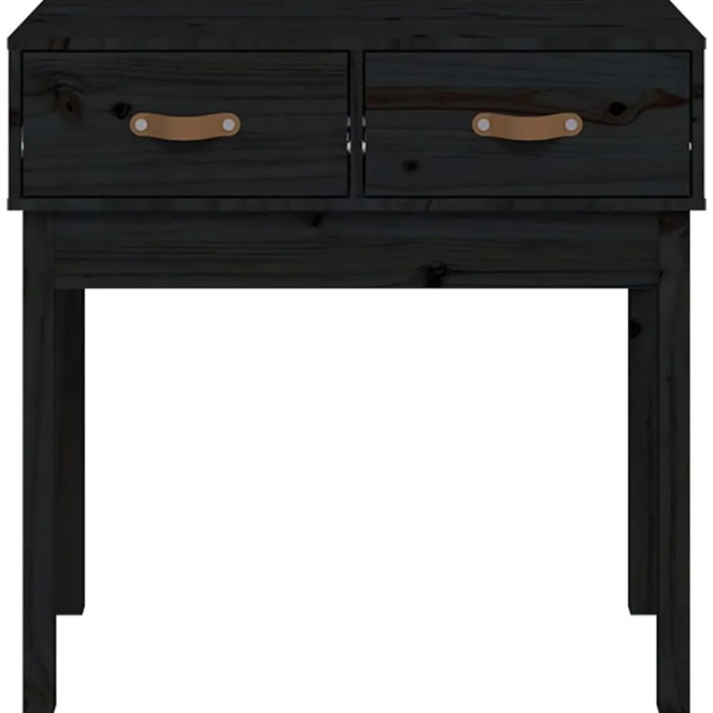 vidaXL Mesa consola madera maciza de pino 76,5x40x75 cm Negro Discount