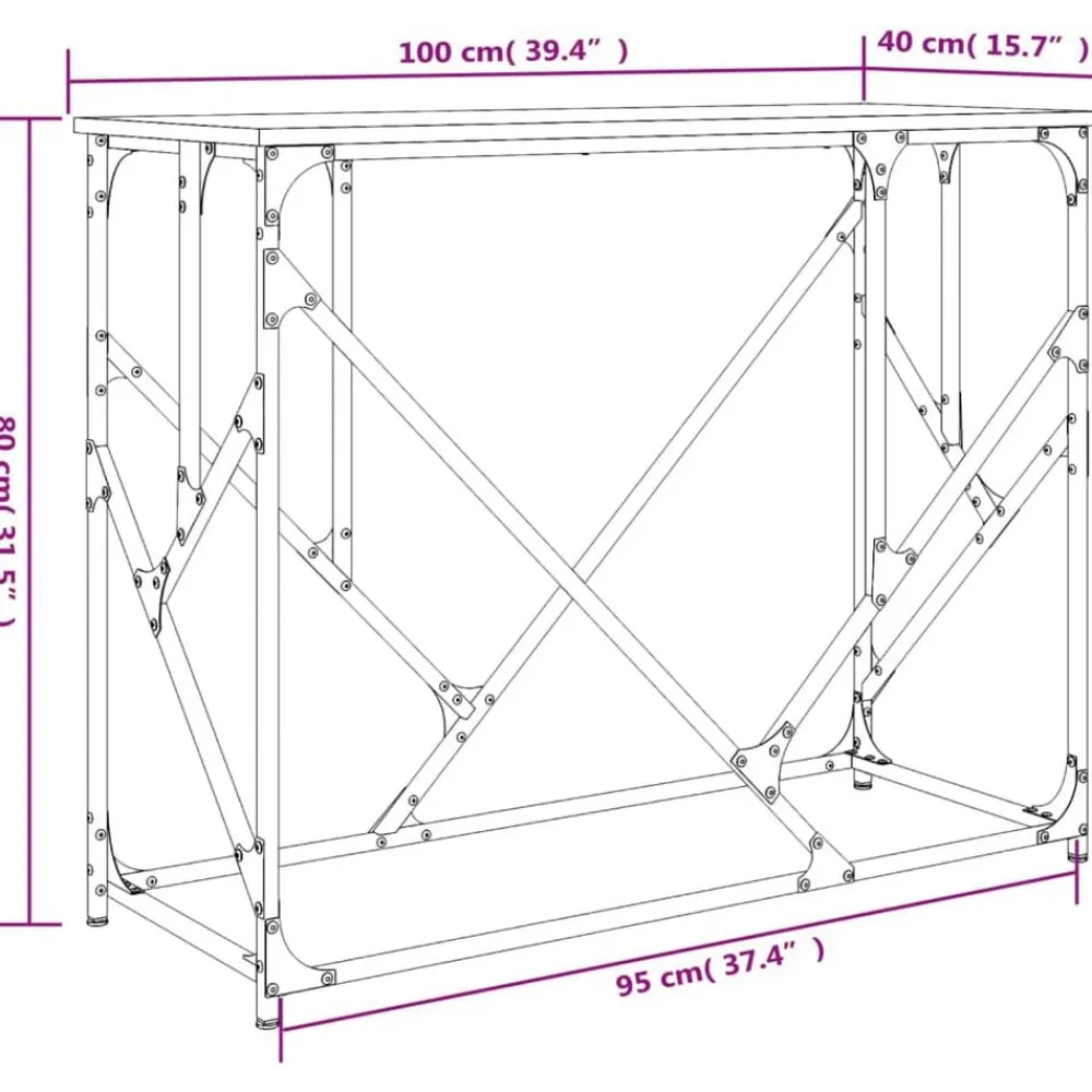 vidaXL Mesa consola madera de ingeniería 100x40x80 cm Roble Sonoma Sale