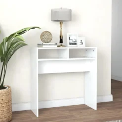 vidaXL Mesa consola madera de ingeniería 78x30x80 cm Blanco Outlet