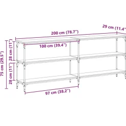 vidaXL Mesas-Mesa Consola 200 x 29 x 75 cm